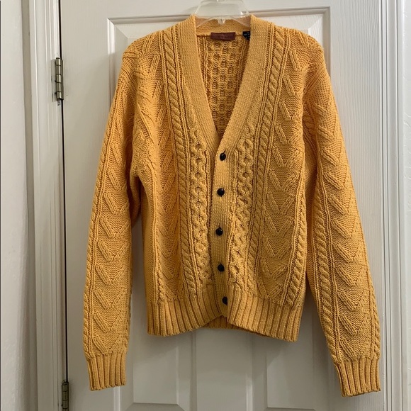 mustard wool cardigan